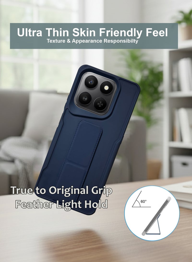 Honor X7d Hand Grip Case Cover - Magnetic Hand Grip Holder & Kickstand Case For Honor X7d - Strong Grip for Magnetic Car Holder, Stylish Silicone Case & Functional, Ultimate Convenience & Hands-Free Viewing - NavyBlue - Image 2